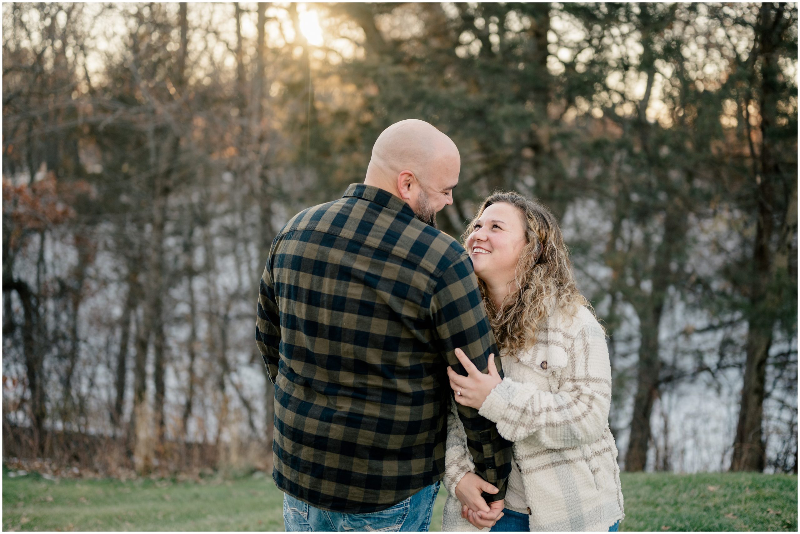 Dreamy sunset for a golf course engagement session
