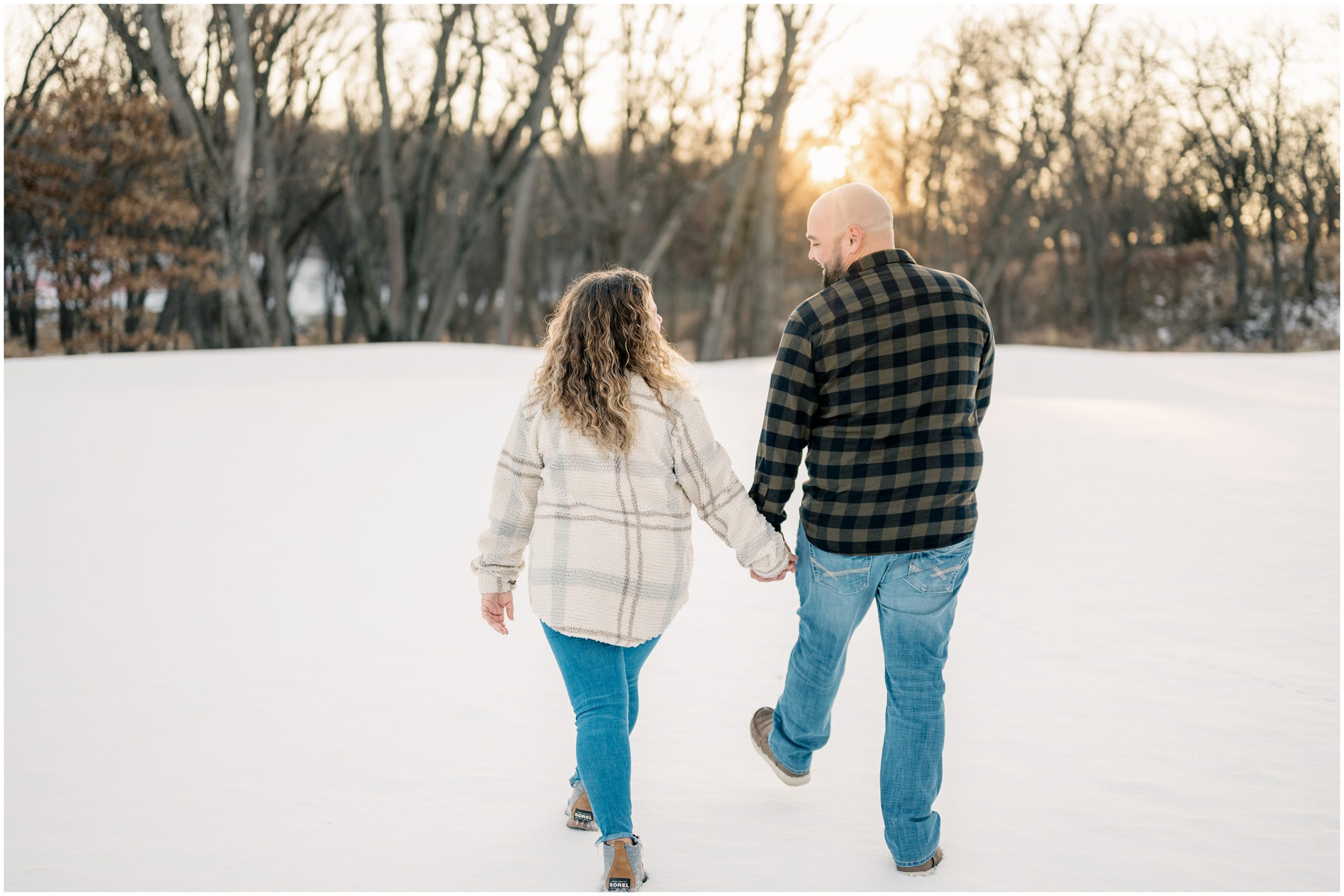 Winter golf course engagement session