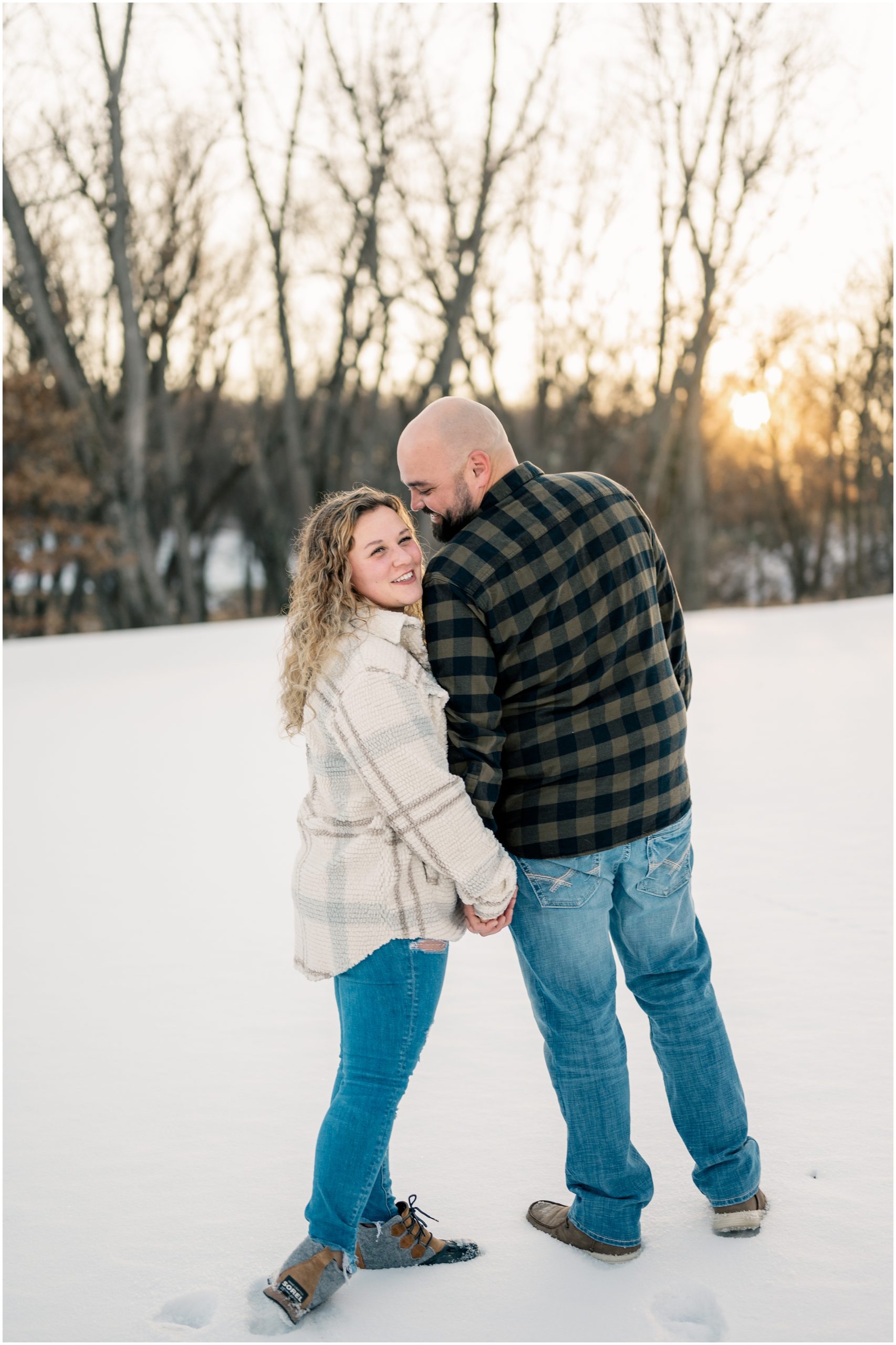 Winter golf course engagement session