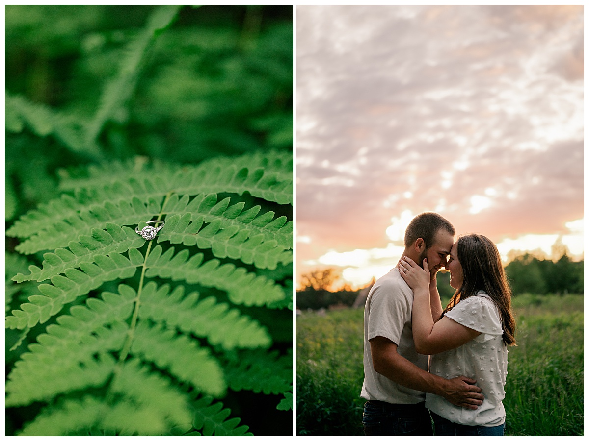 ring sits on fern leaf by photographer sharing editing workflow