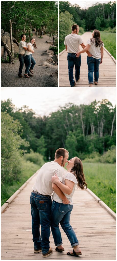 couple walks down path with their hands in each other's back pockets by Rule Creative Co