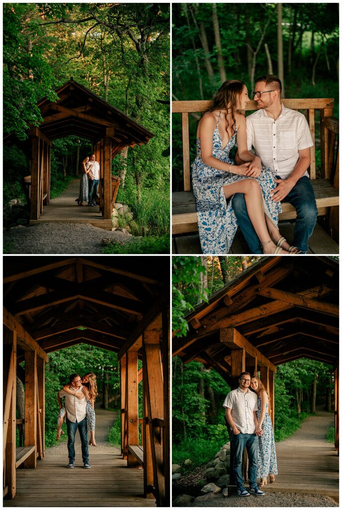 couple walks on bridge together by Rule Creative Co