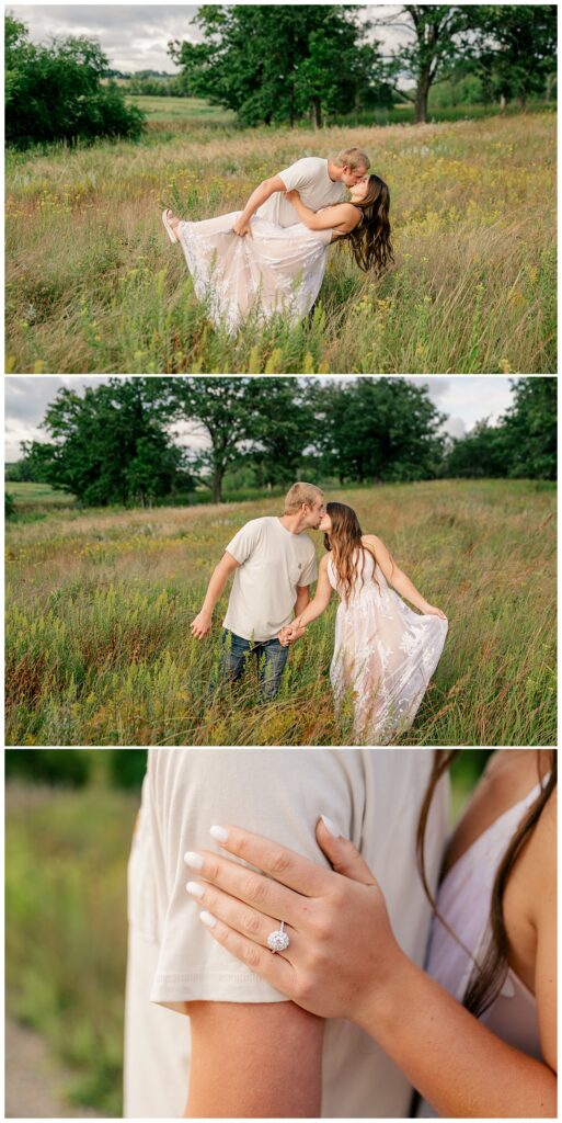 couple kisses in prairie by Rule Creative Co