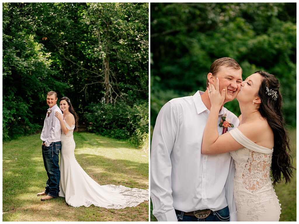 woman kisses man on the cheek by Minnesota wedding photographer