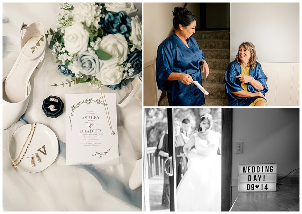 women chat as they get ready for the ceremony at Minnesota wedding photographer