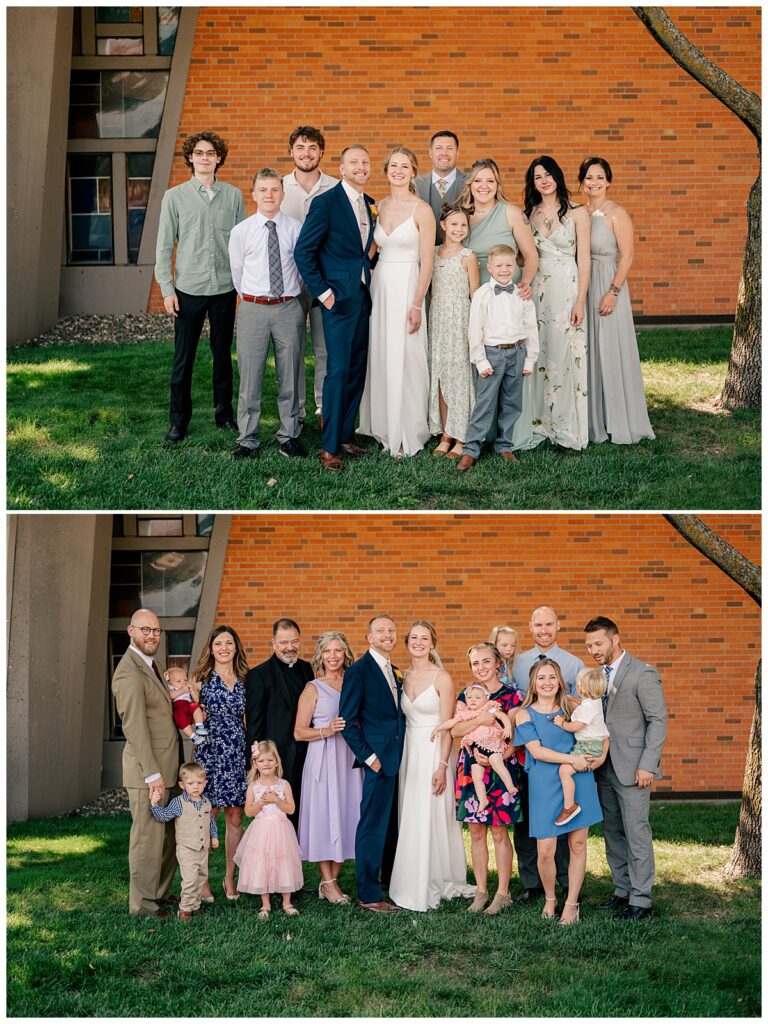 family gathers around bride and groom by Rule Creative Co