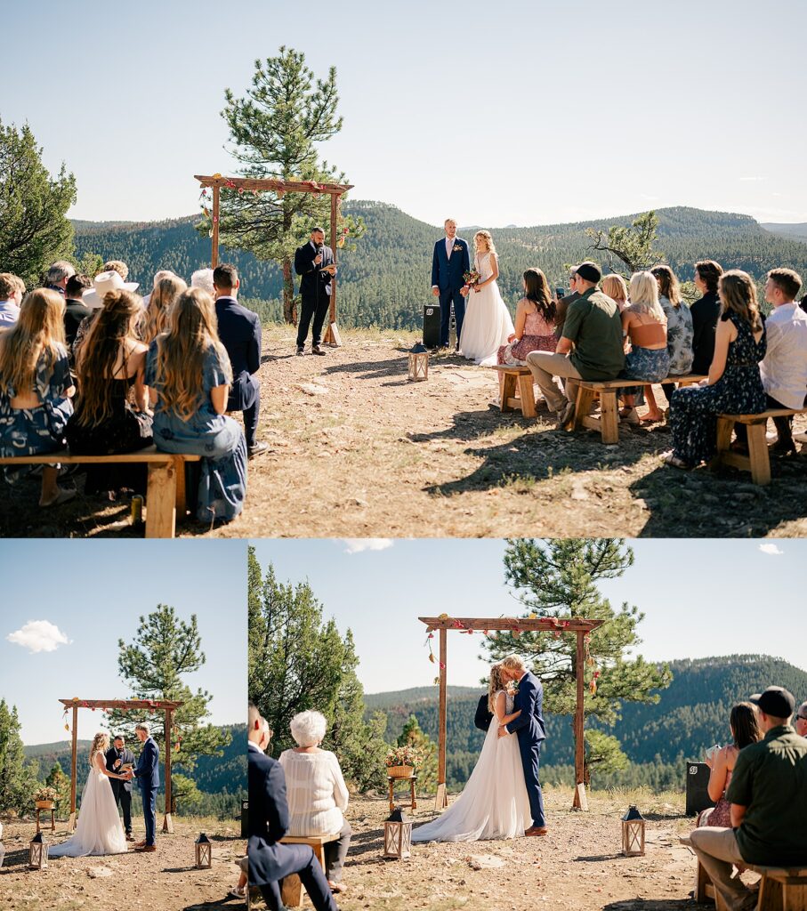 newlyweds stand at the alter for outdoor ceremony by Minnesota wedding photographer 