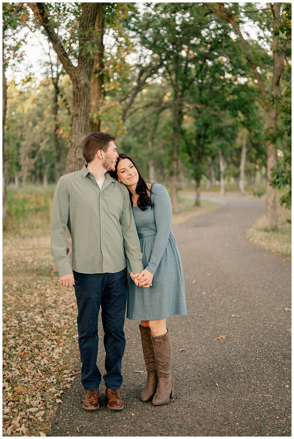 man in green shirt leans for a kiss by Rule Creative Co