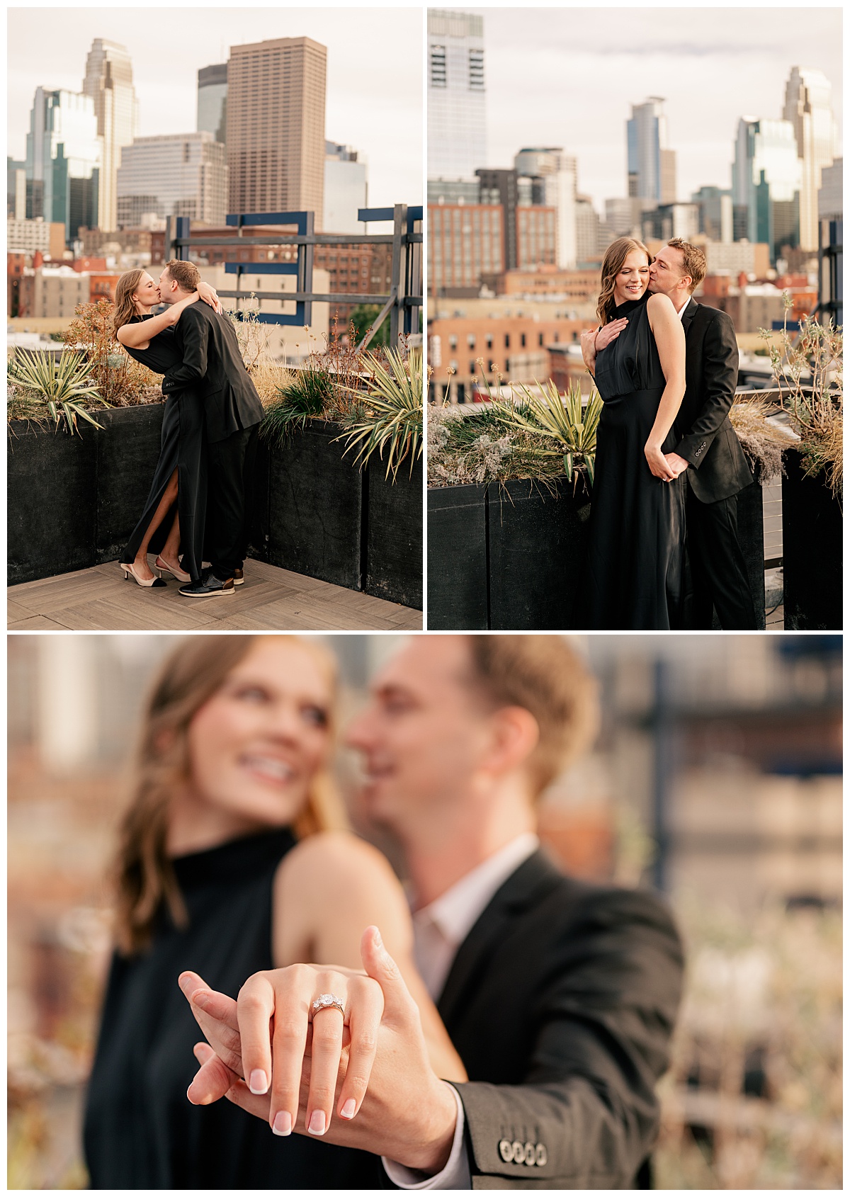 couple dressed all in black share a rooftop kiss by Rule Creative Co