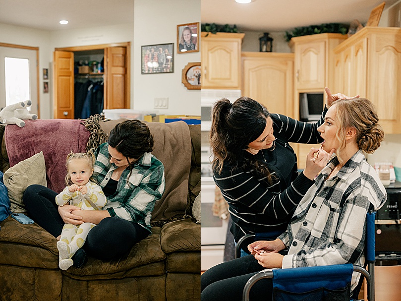 woman getting ready for ceremony at family barn by Rule Creative Co