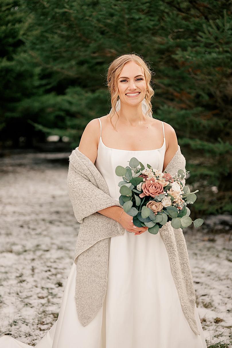 blonde bride in simple white dress by Rule Creative Co