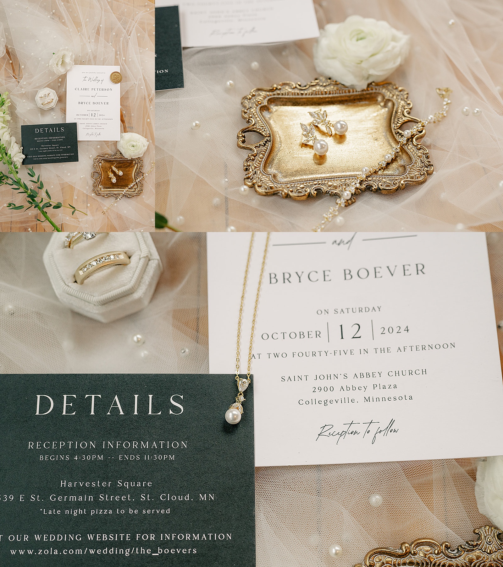 pearl and gold details laid out on table by Rule Creative Co