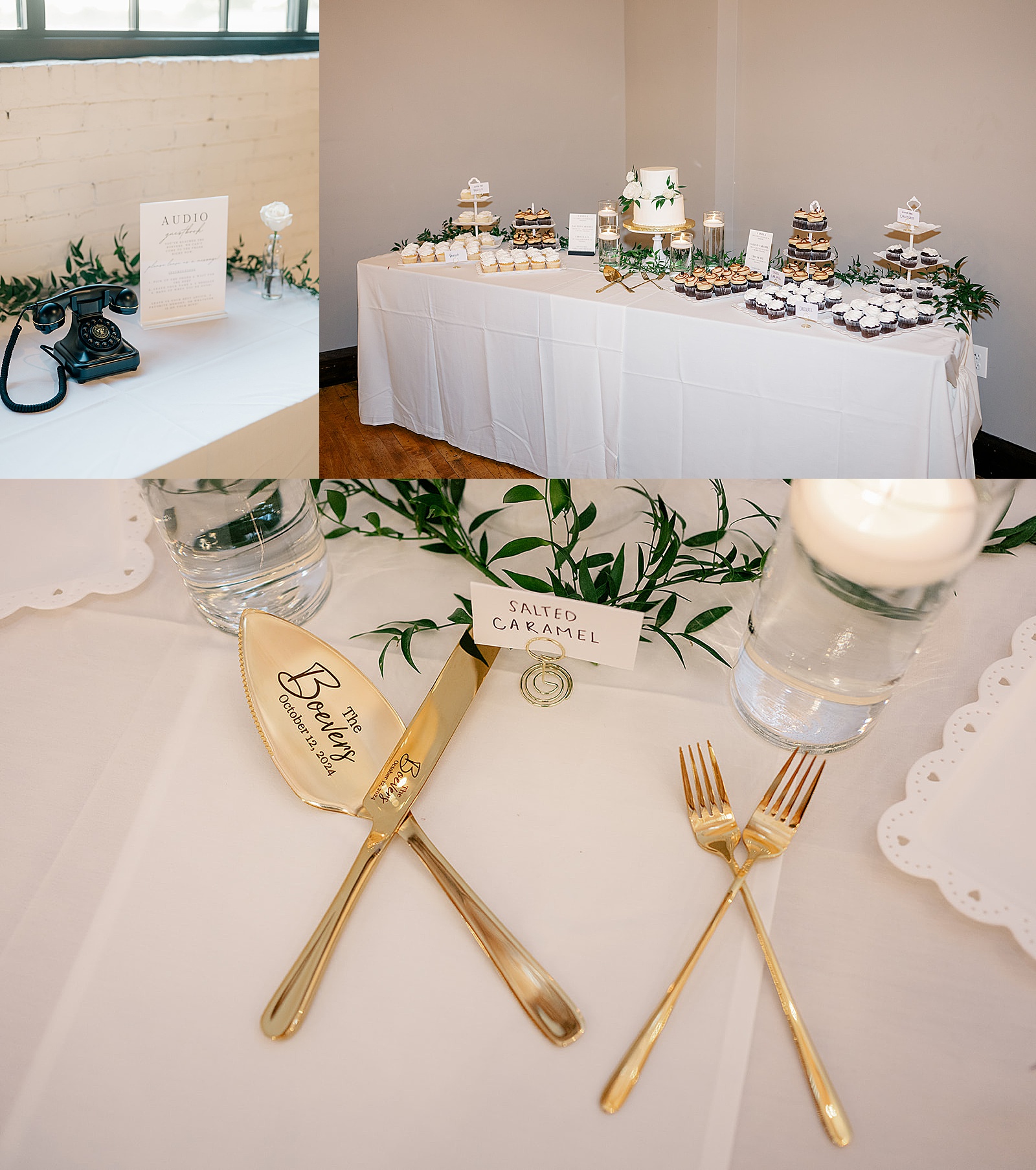 gold utensils with custom engraving by Minnesota wedding photographer