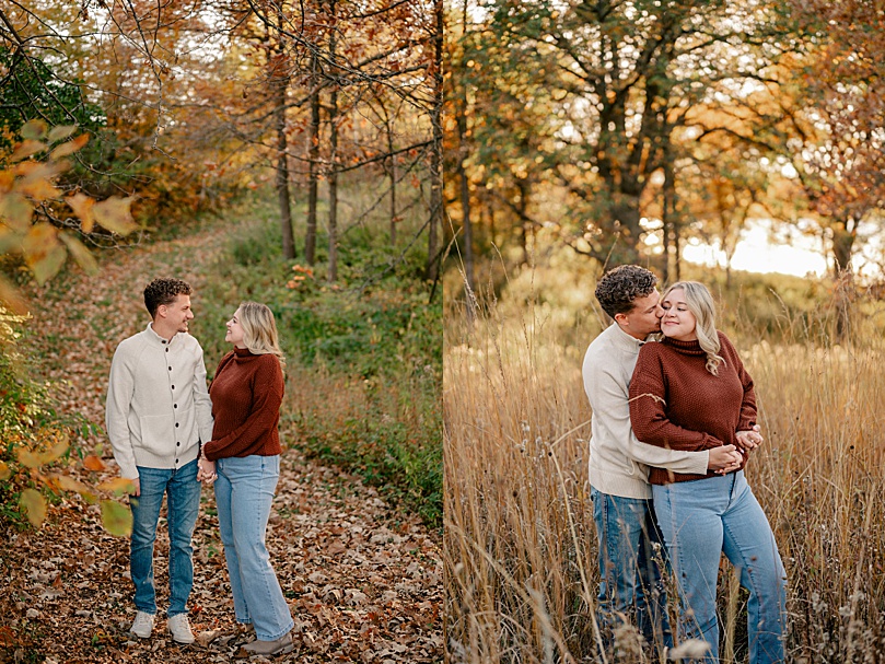 man kisses fiancés cheek in field by Rule Creative Co