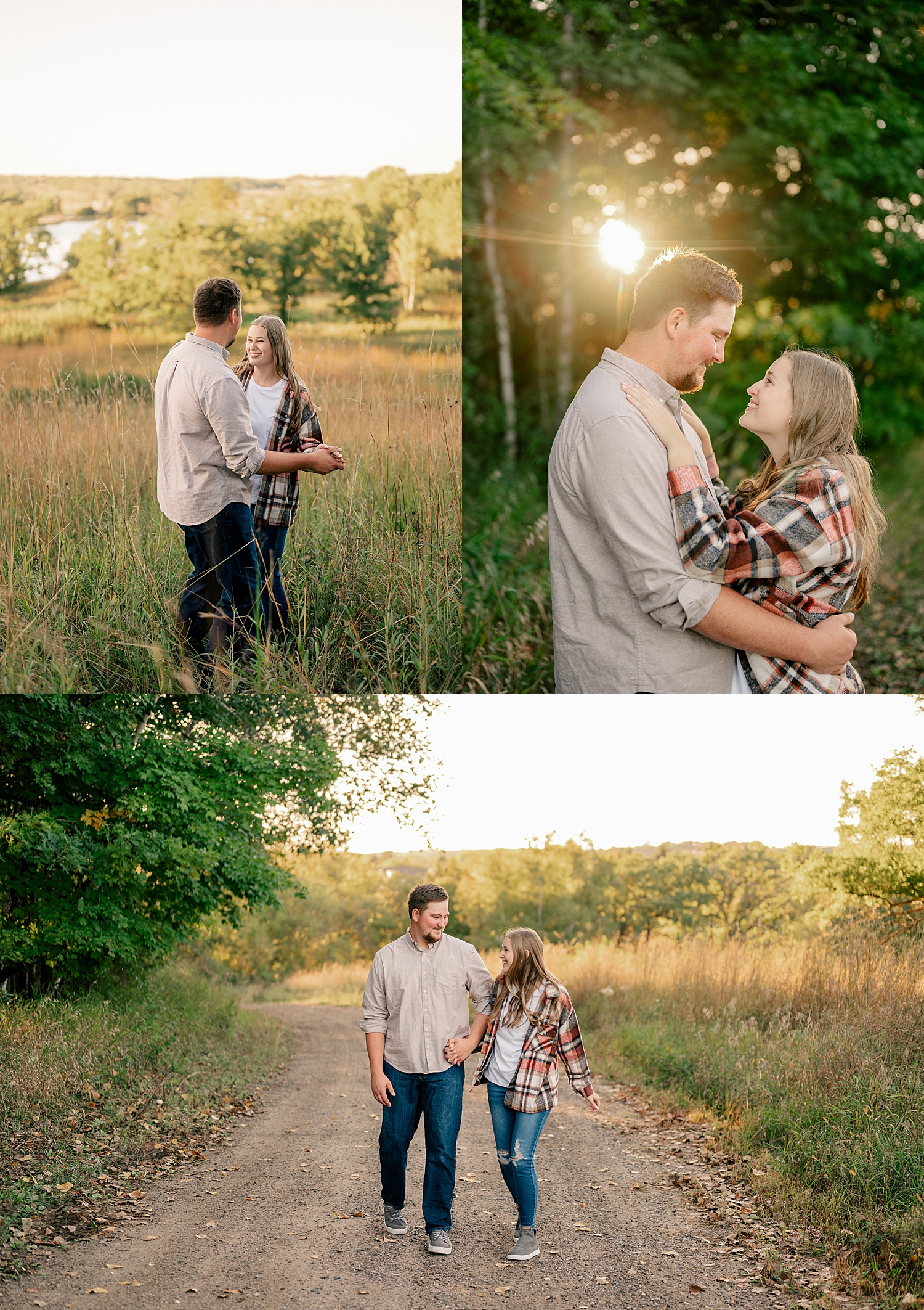 couple dancing in golden hour at a field by Minnesota wedding photographer