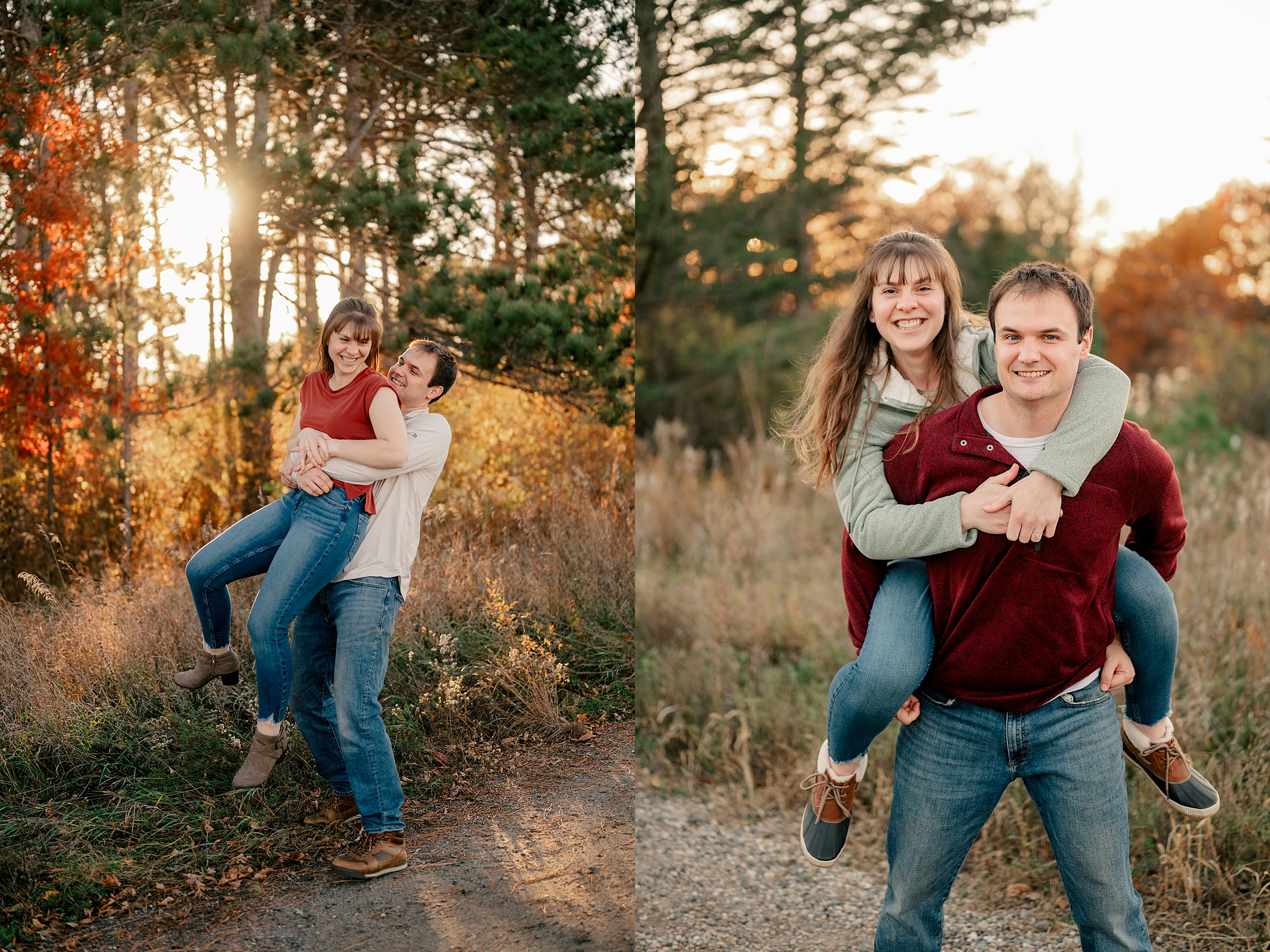 Man picks up fiance in field by Minnesota Wedding Photographer