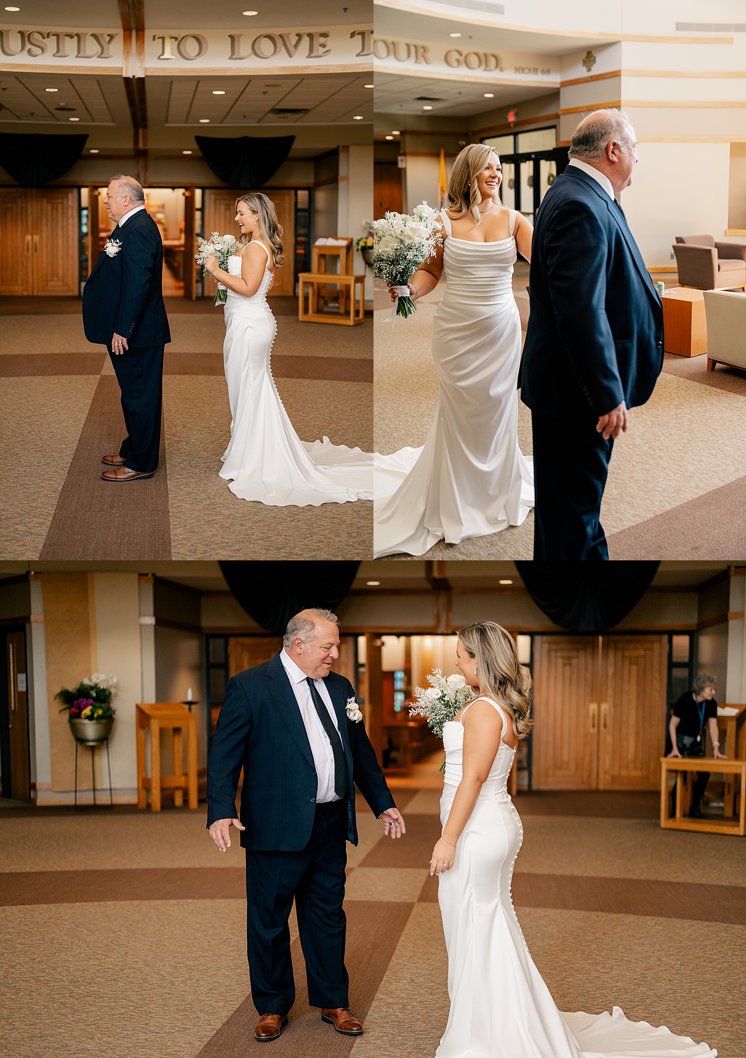 woman sneaks up to father for first look by Rule Creative Co
