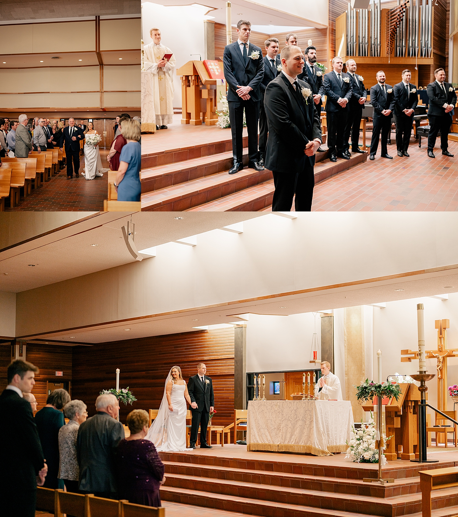 groom waits for bride at end of alter by Rule Creative Co