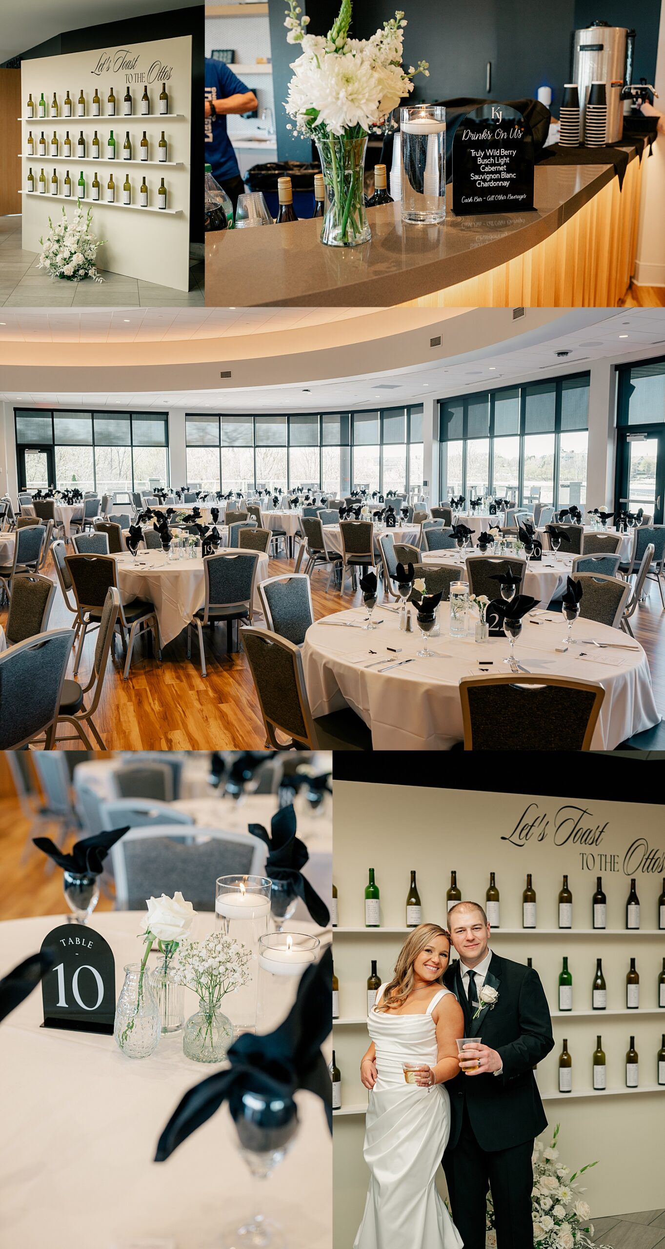 Elegant black and white decor at reception by Rule Creative Co