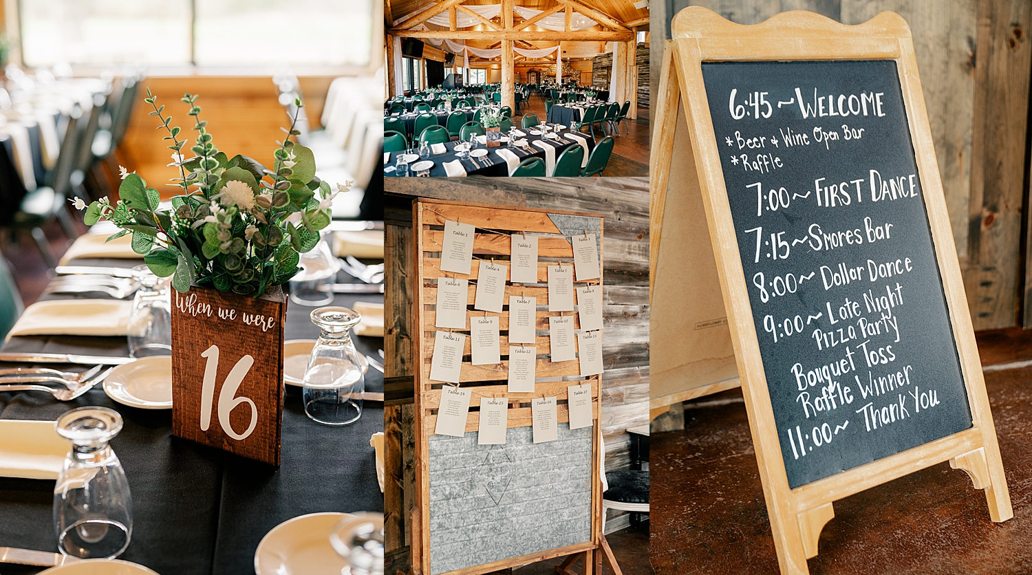 seating chart for reception by Minnesota wedding photographer