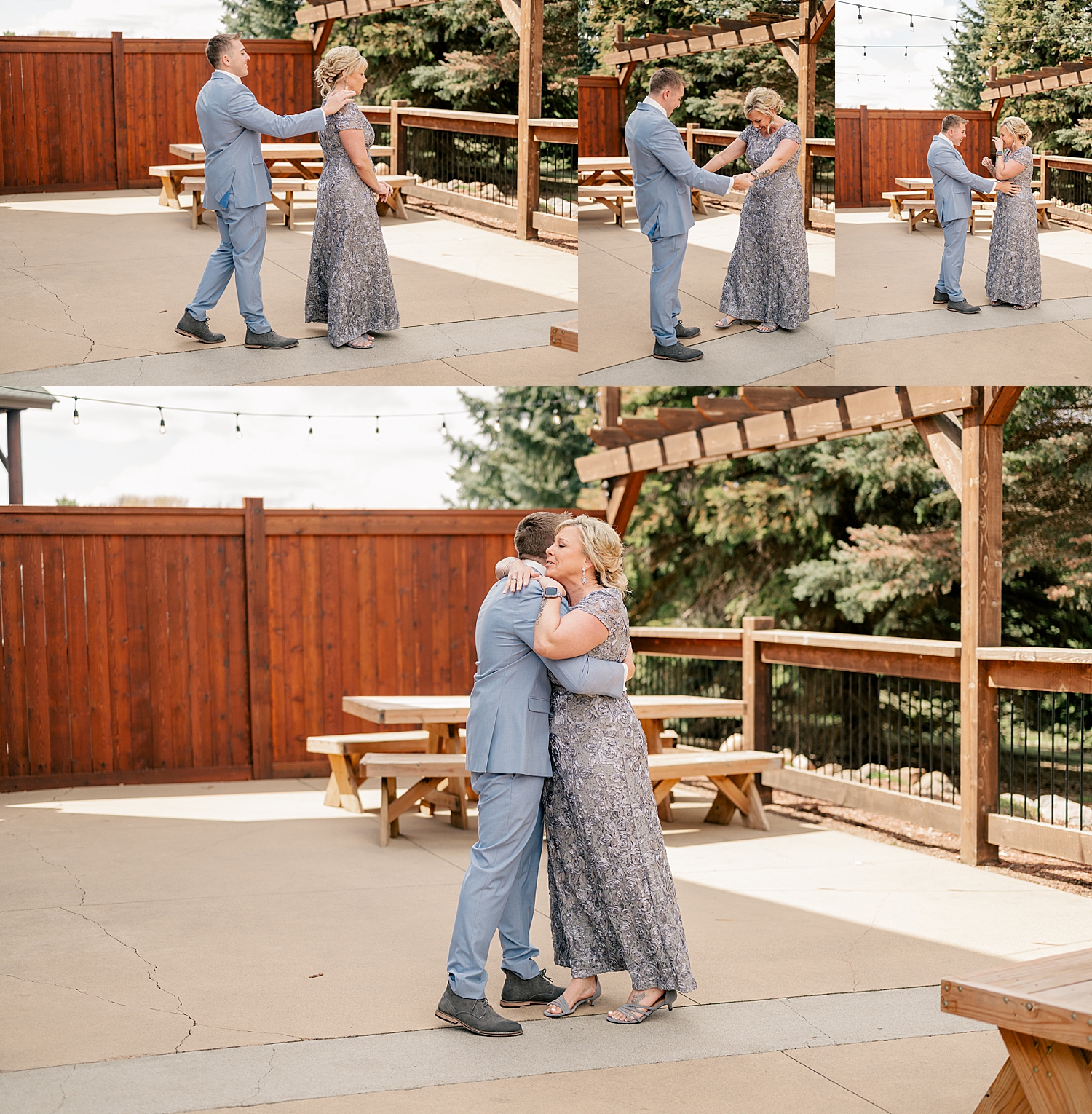 groom does first look with his mother by Minnesota wedding photographer