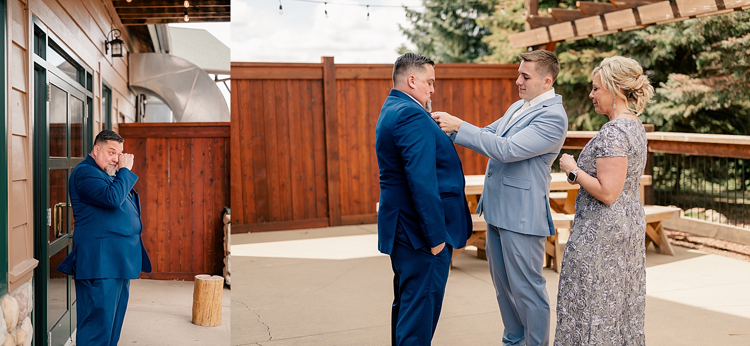 groom adjusts fathers tie outside by Rule Creative Co
