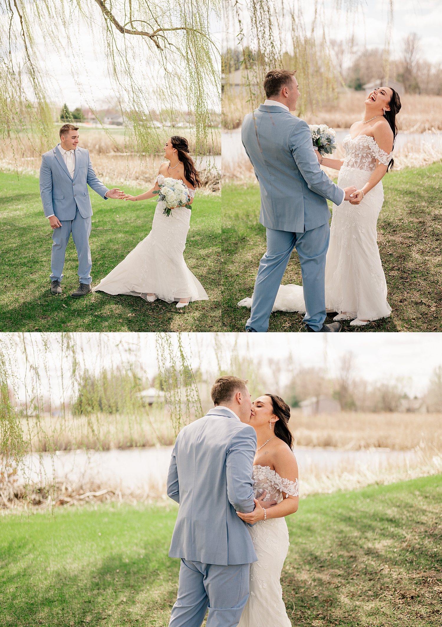 woman laughs with her husband under tree at The Grands at Mulligan