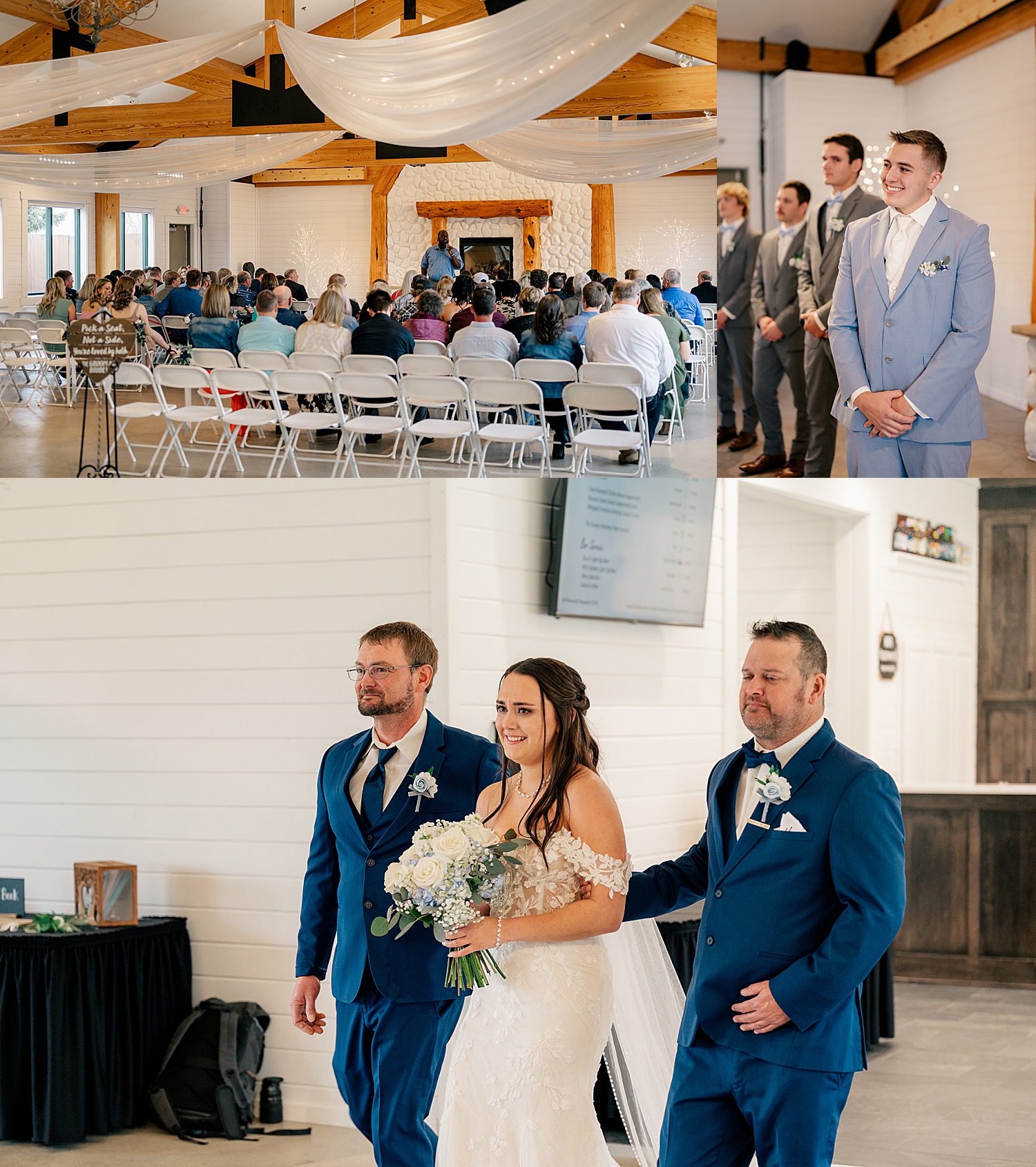 bride walks down aisle with her brothers by Rule Creative Co