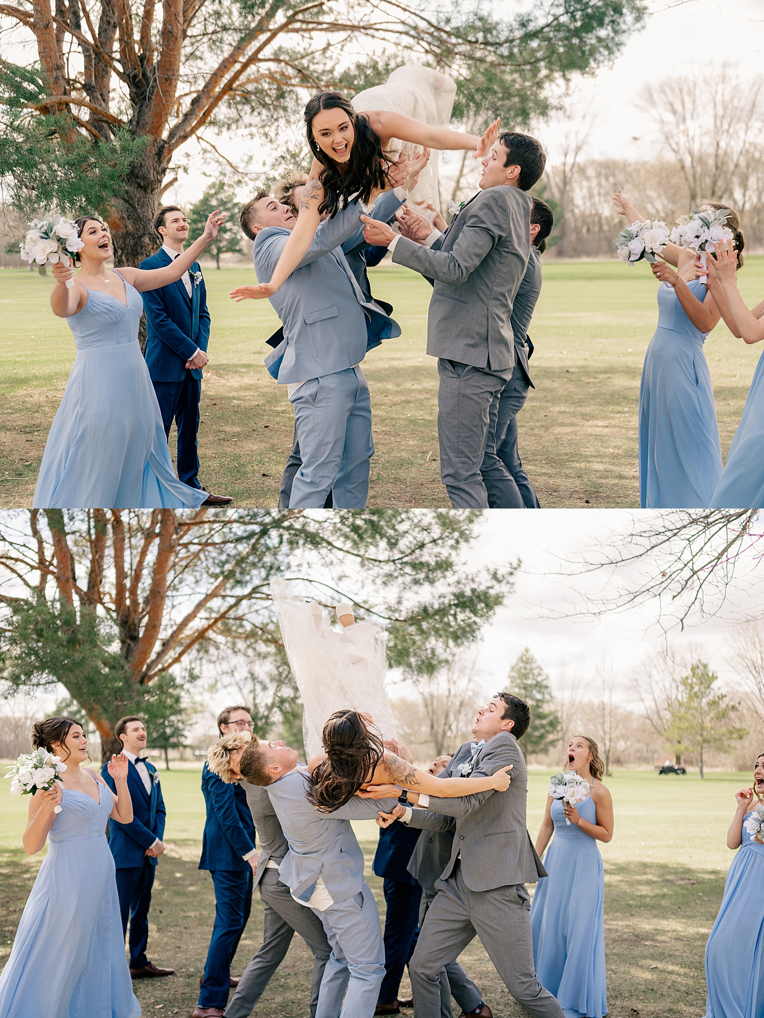 groomsmen throw bride up in the air by Rule Creative Co