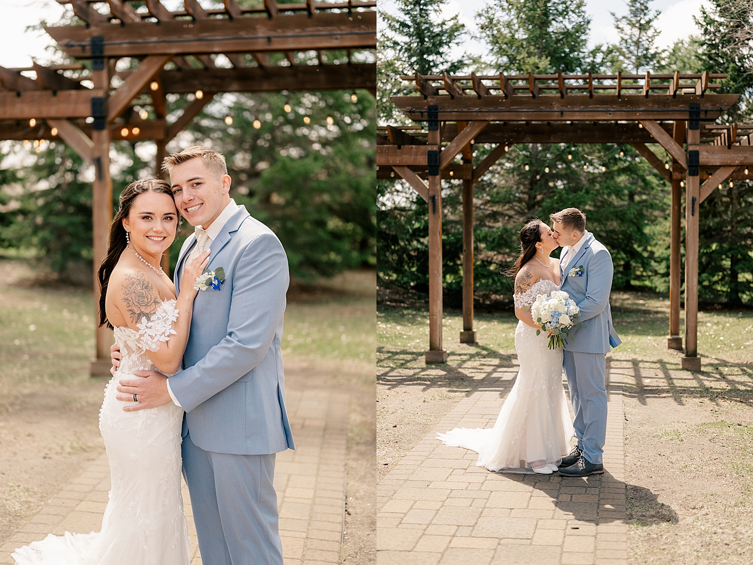 couple under gazebo share a kiss by Rule Creative Co