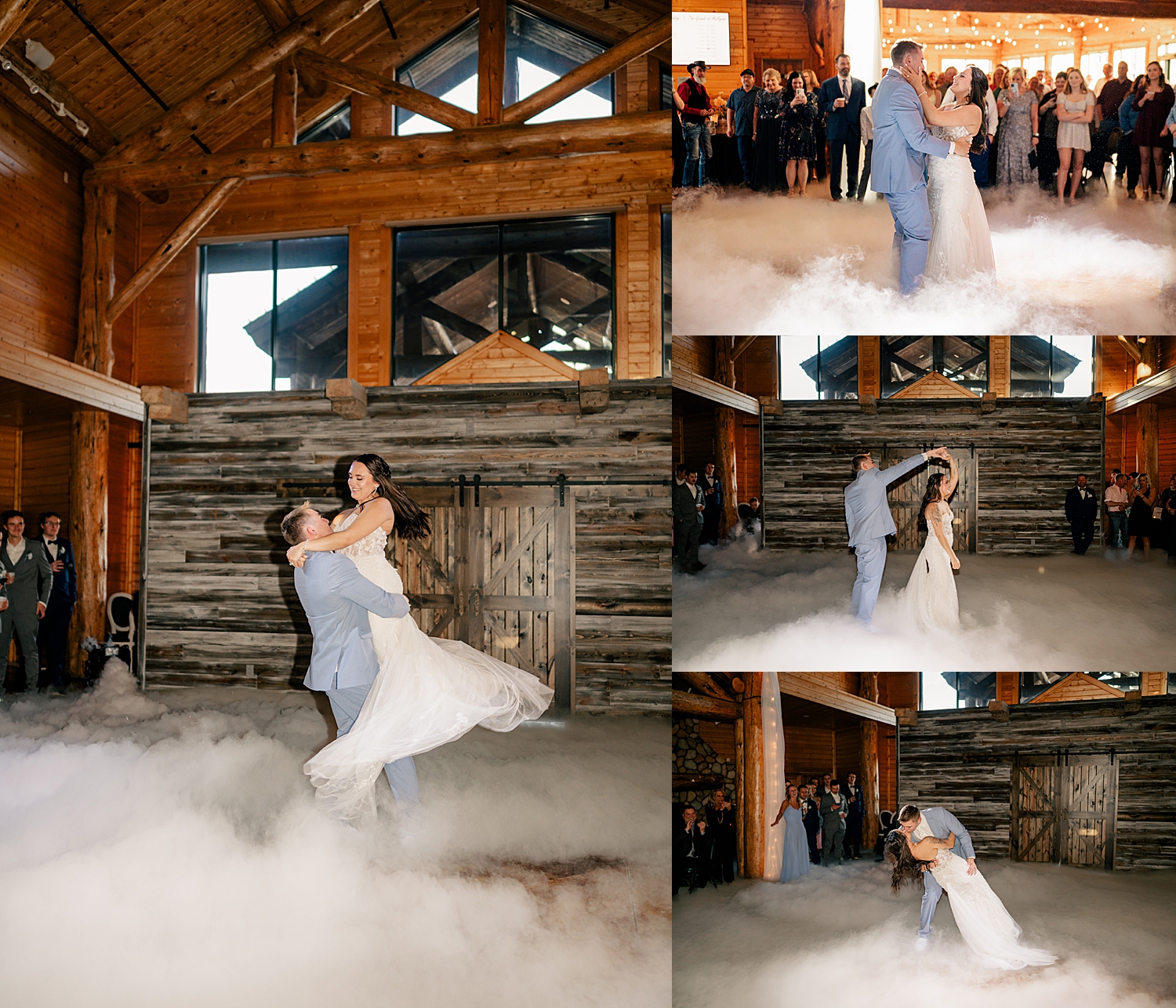 couple shares first dance at their reception by Minnesota wedding photographer