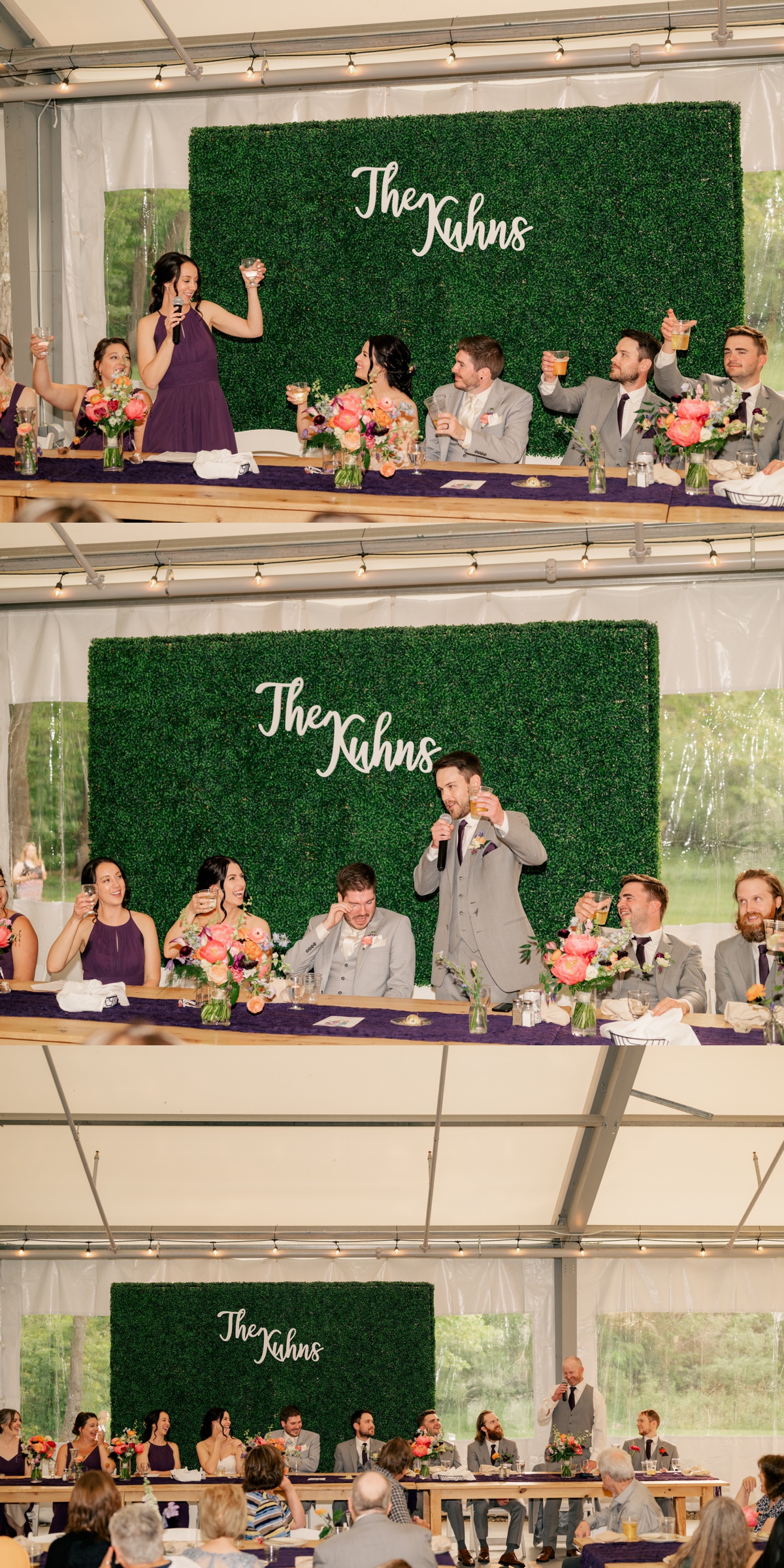 Wedding party giving speeches during reception by Rule Creative Co