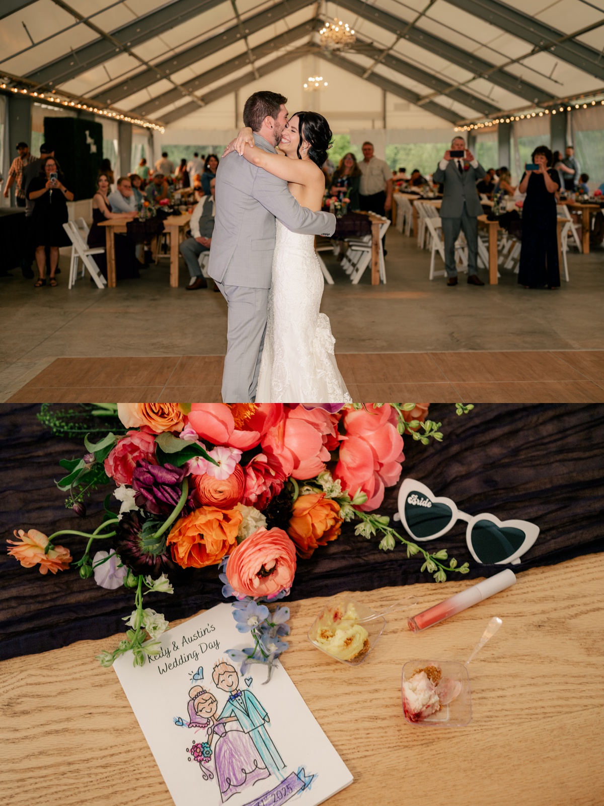 Custom coloring book page for vibrant summer wedding