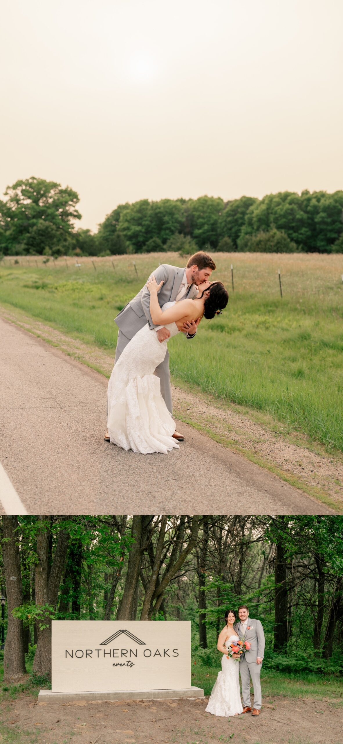 Bride and groom posing at wedding venue by Rule Creative Co