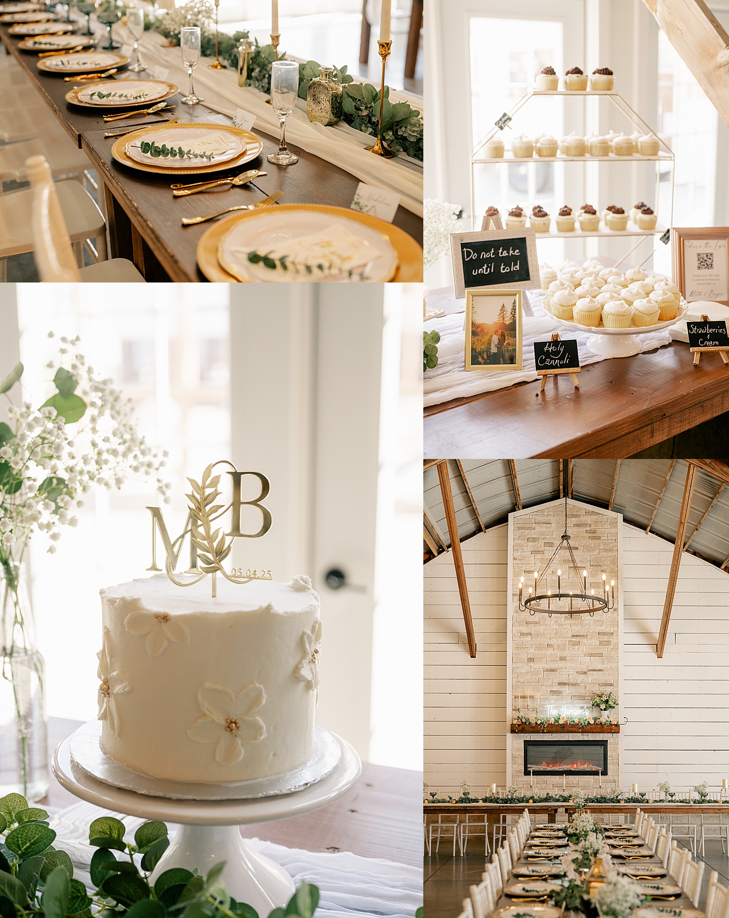 large white cake at rustic reception by Rule Creative Co