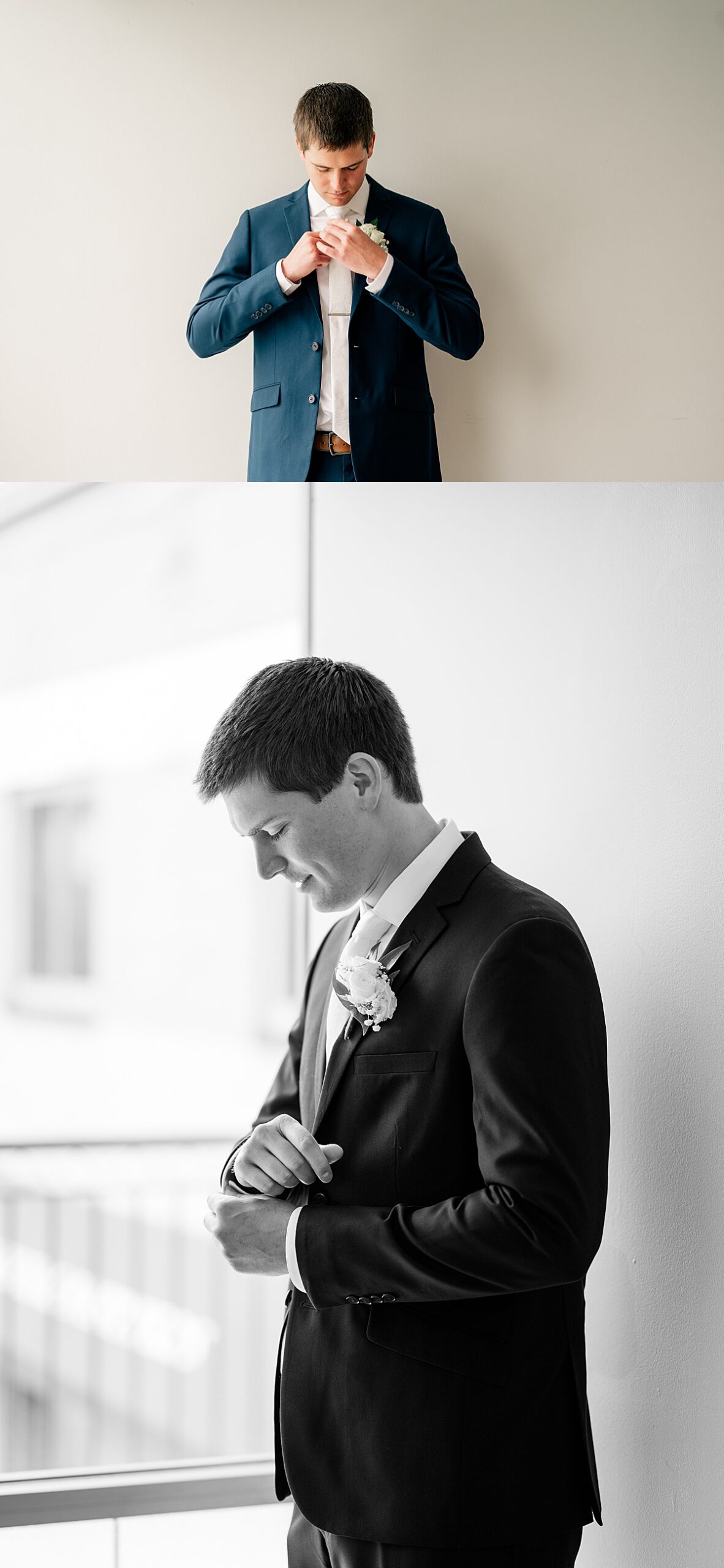 Groom getting ready in his tuxedo by Rule Creative Co.