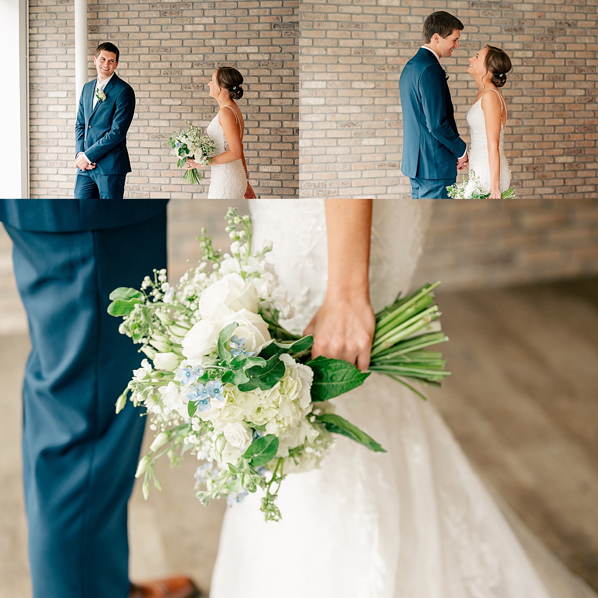 Bride and groom having a first look on their wedding day by Rule Creative Co.