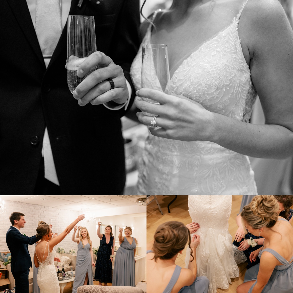 Bride and Groom cheers with champagne after ceremony by Rule Creative Co.