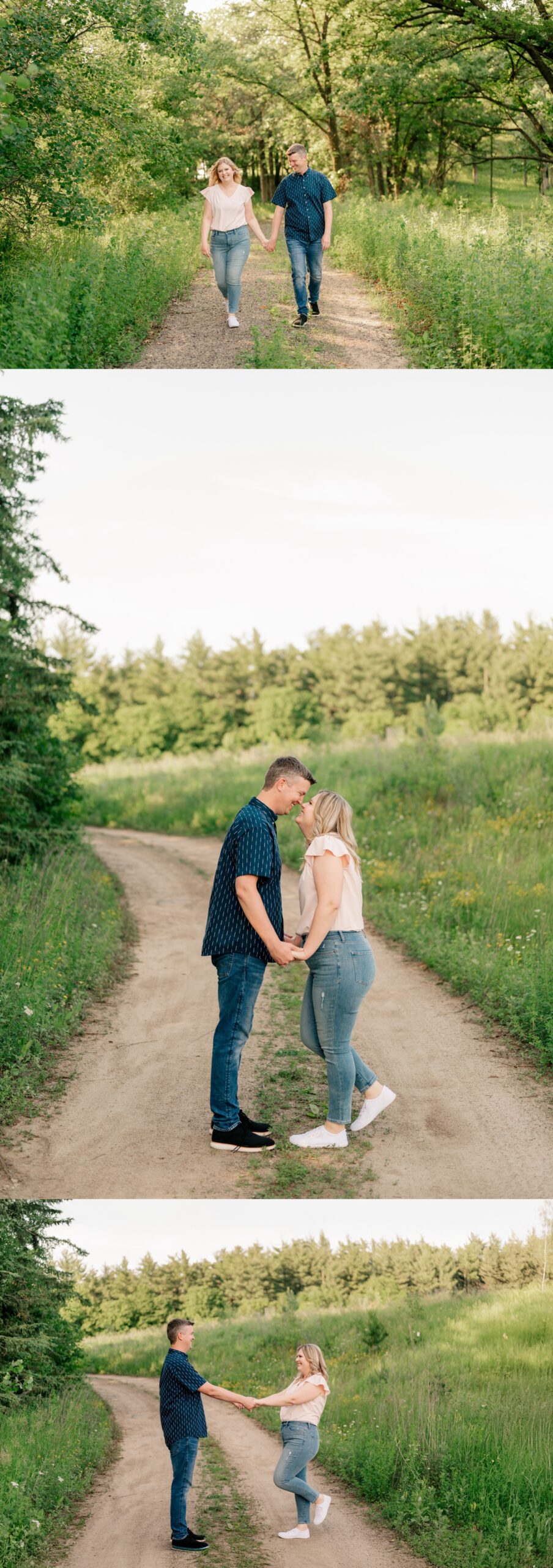 Minnesota Wedding Photographer captures man and woman kissing on pathway