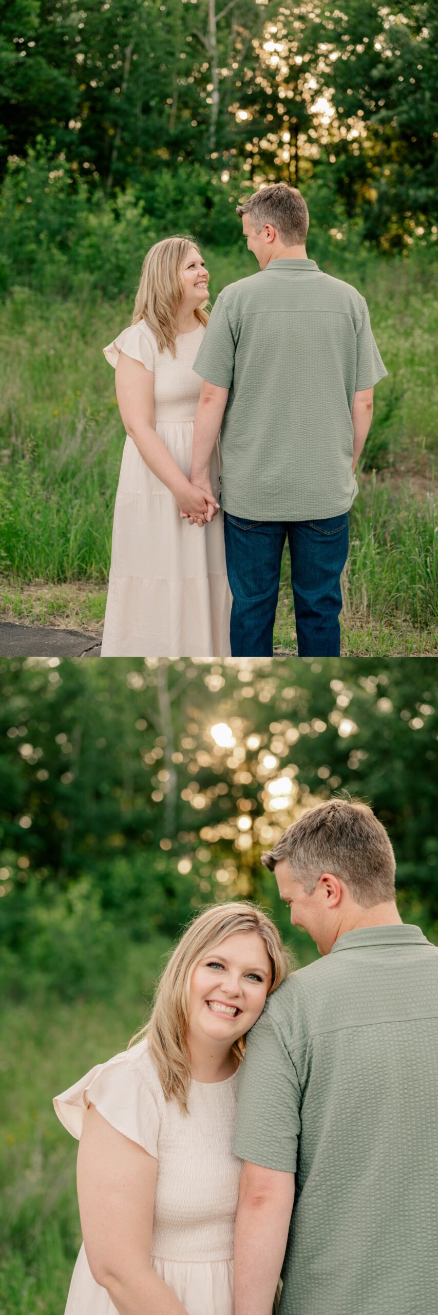 Minnesota Wedding Photographer captures couple posing in the sunlight together