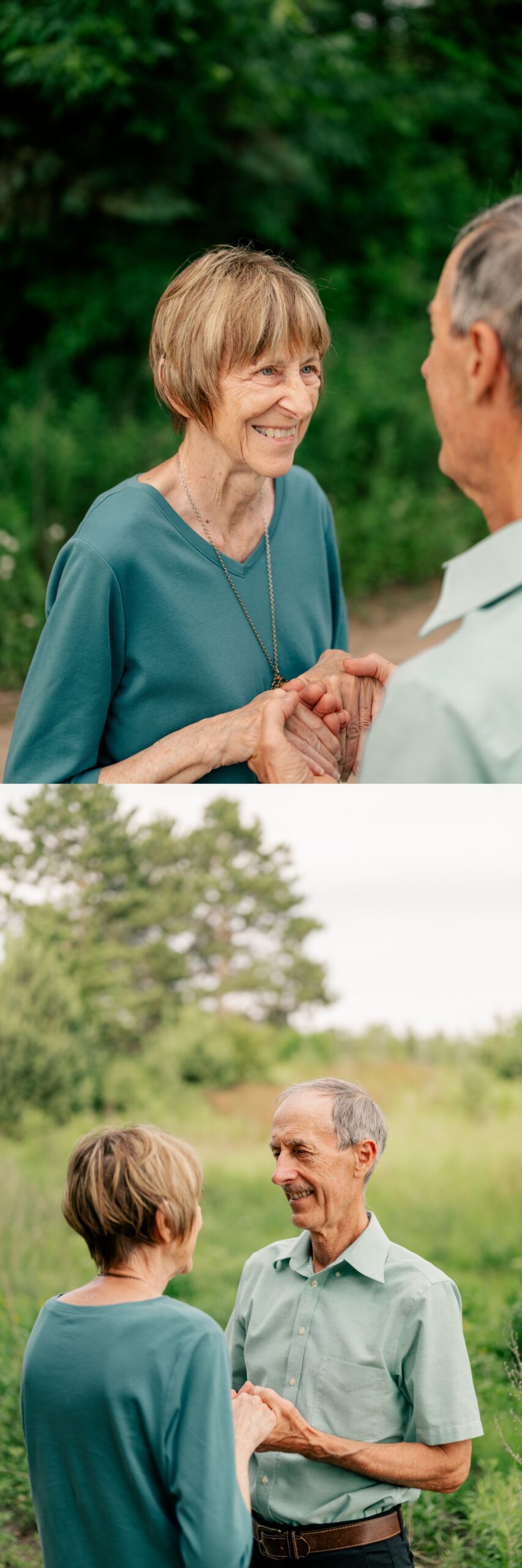 Husband and wife smile sweetly at each other by Rule Creative Co