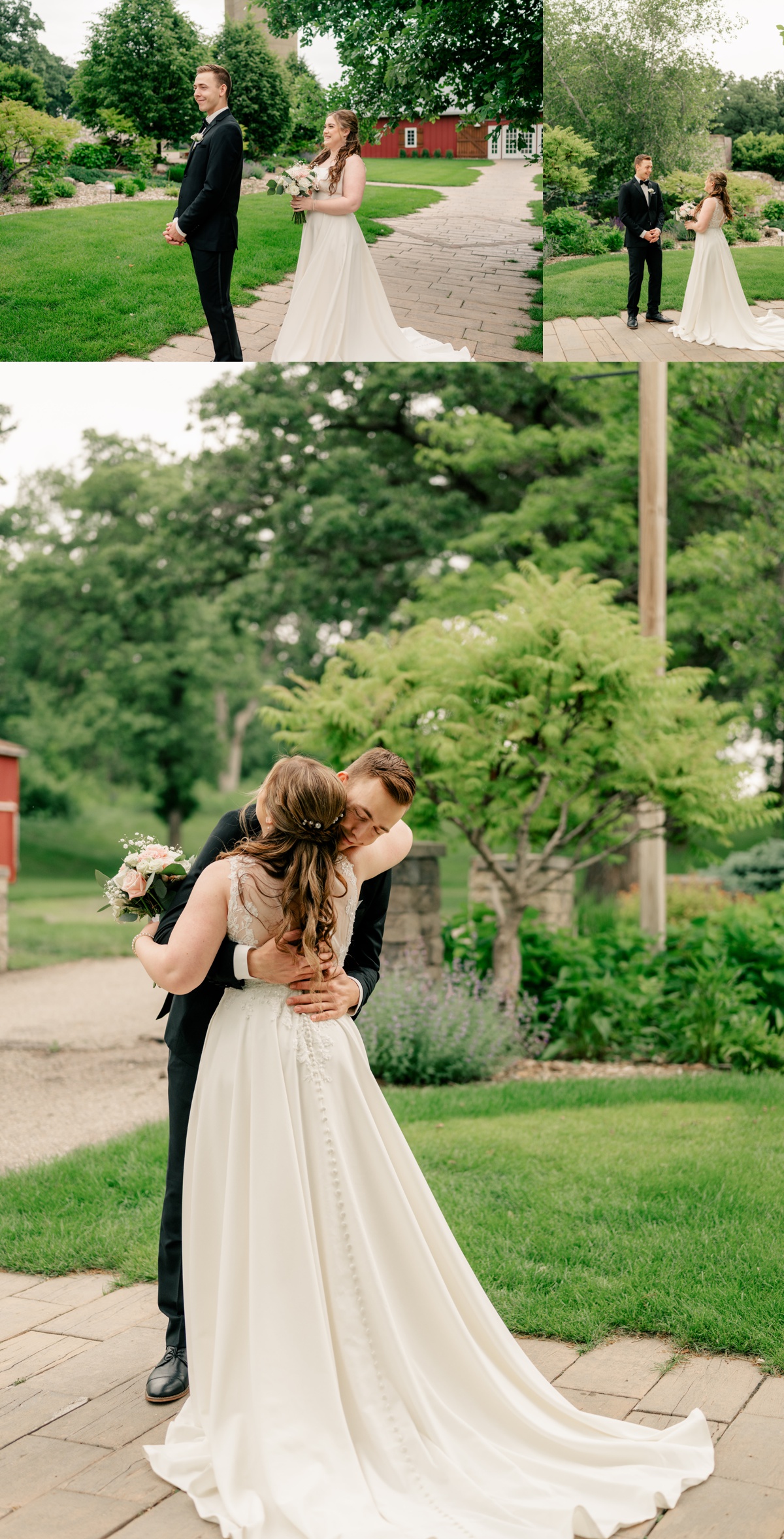 Bride and groom having their first look by Rule Creative Co