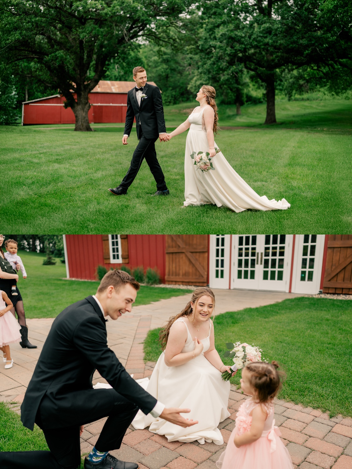 Bride & Groom greeting baby daughter before ceremony by Rule Creative Co
