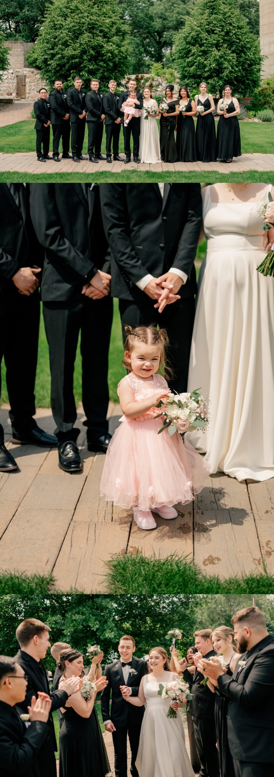 Minnesota Wedding Photographer captures bridal party smiling together