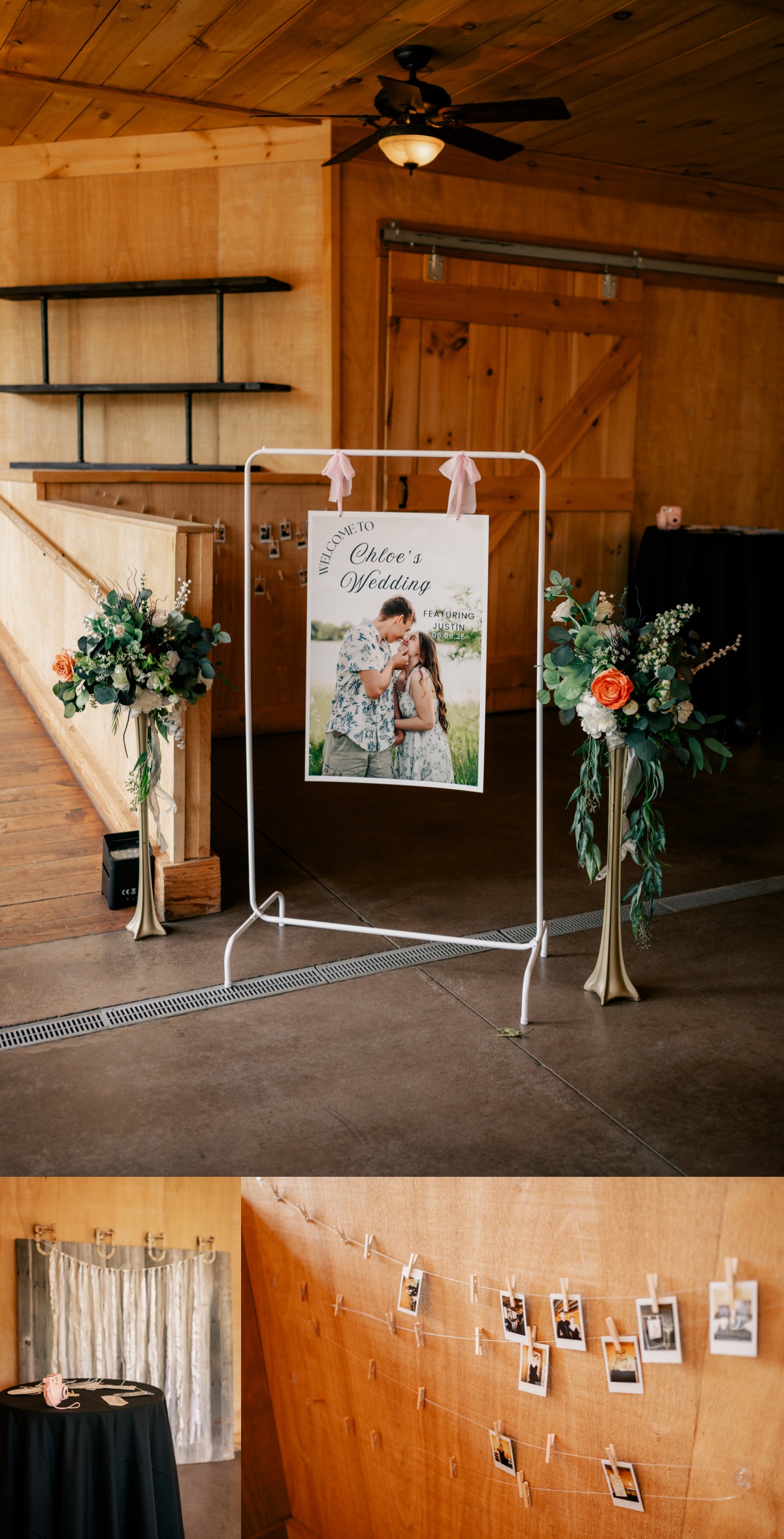 Custom photo wedding sign at reception venue by Rule Creative Co