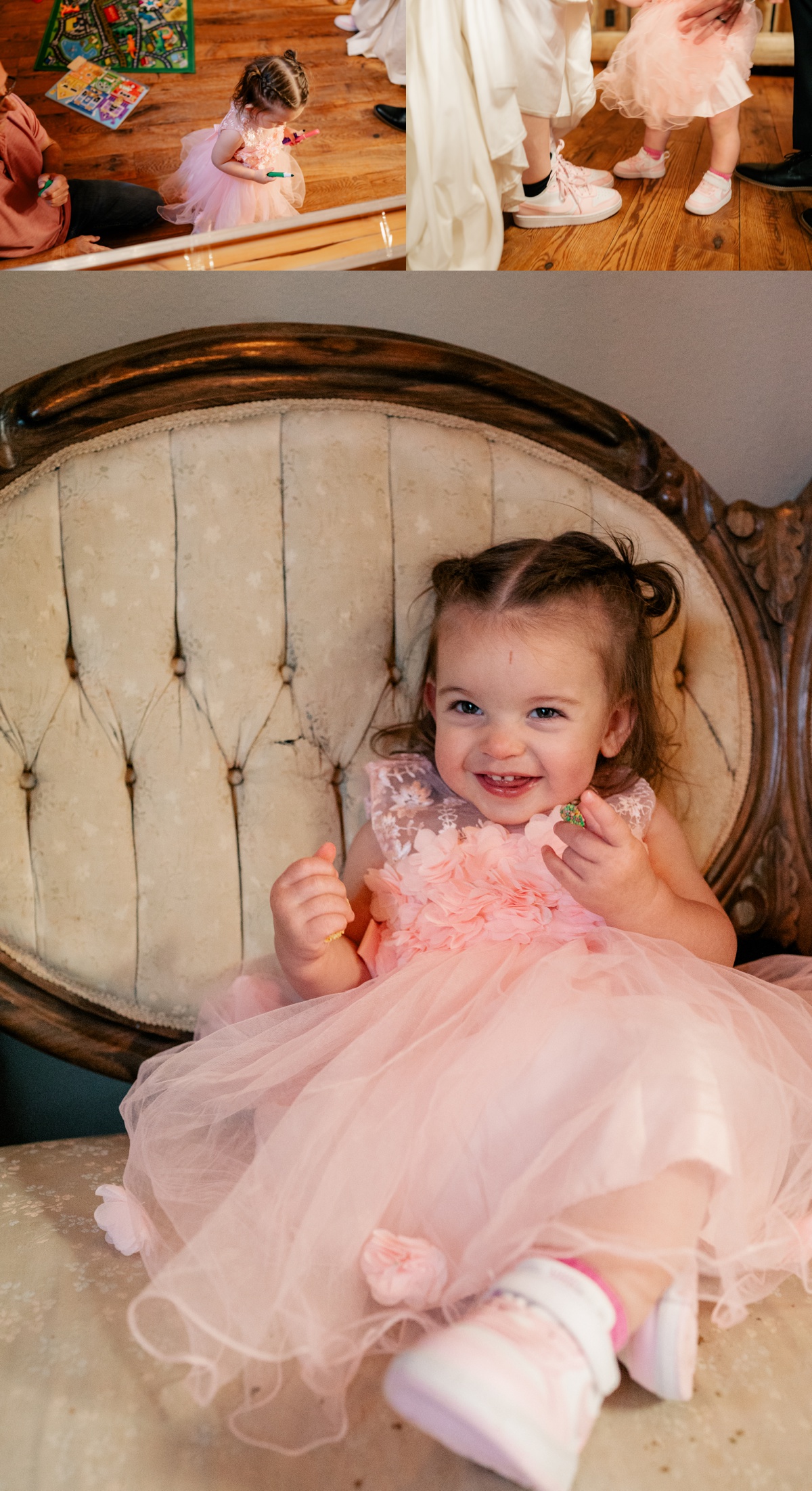 Toddler enjoying kids crafts during reception by Rule Creative Co