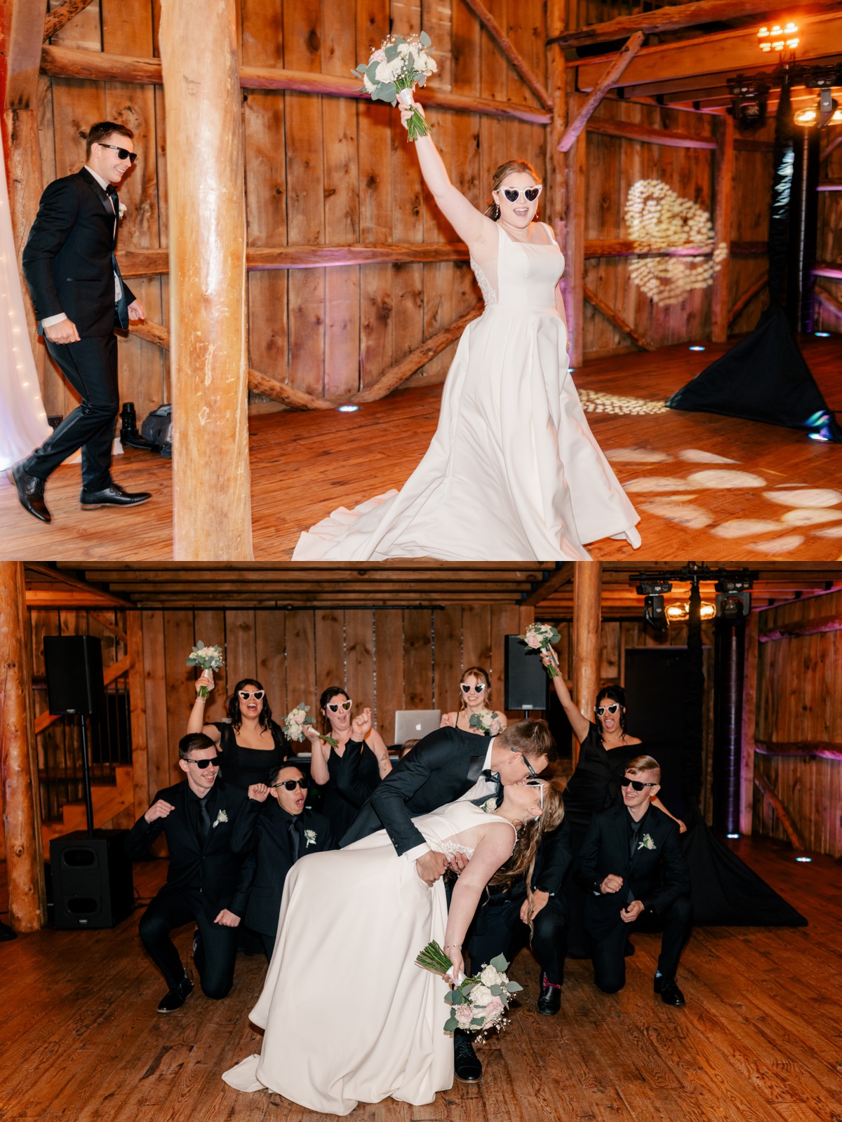 Bride and groom entering their reception during Baby's Breath Wedding