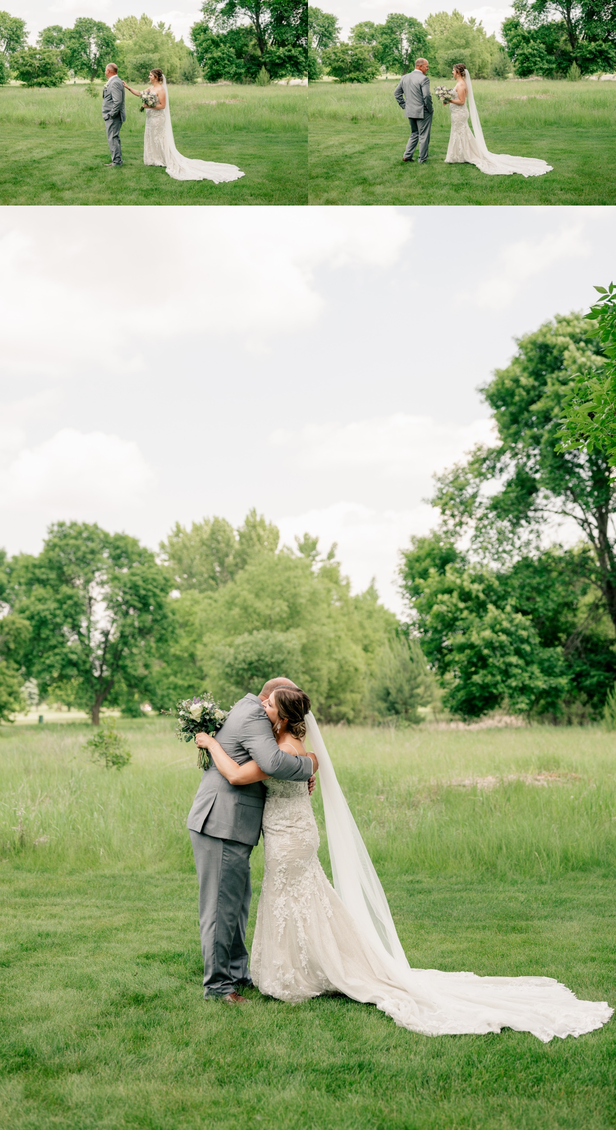 Bride and groom have a first look for their Wild Child Wedding