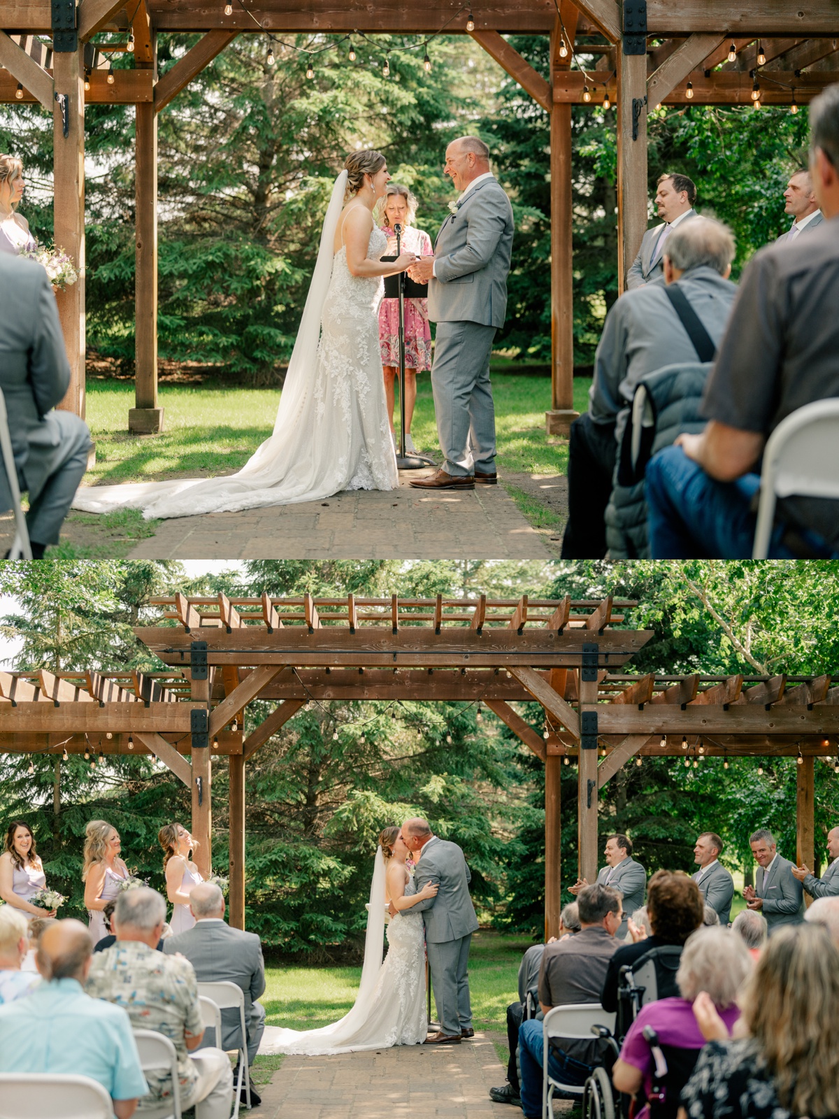 Bride and groom exchanging rings by Rule Creative Co