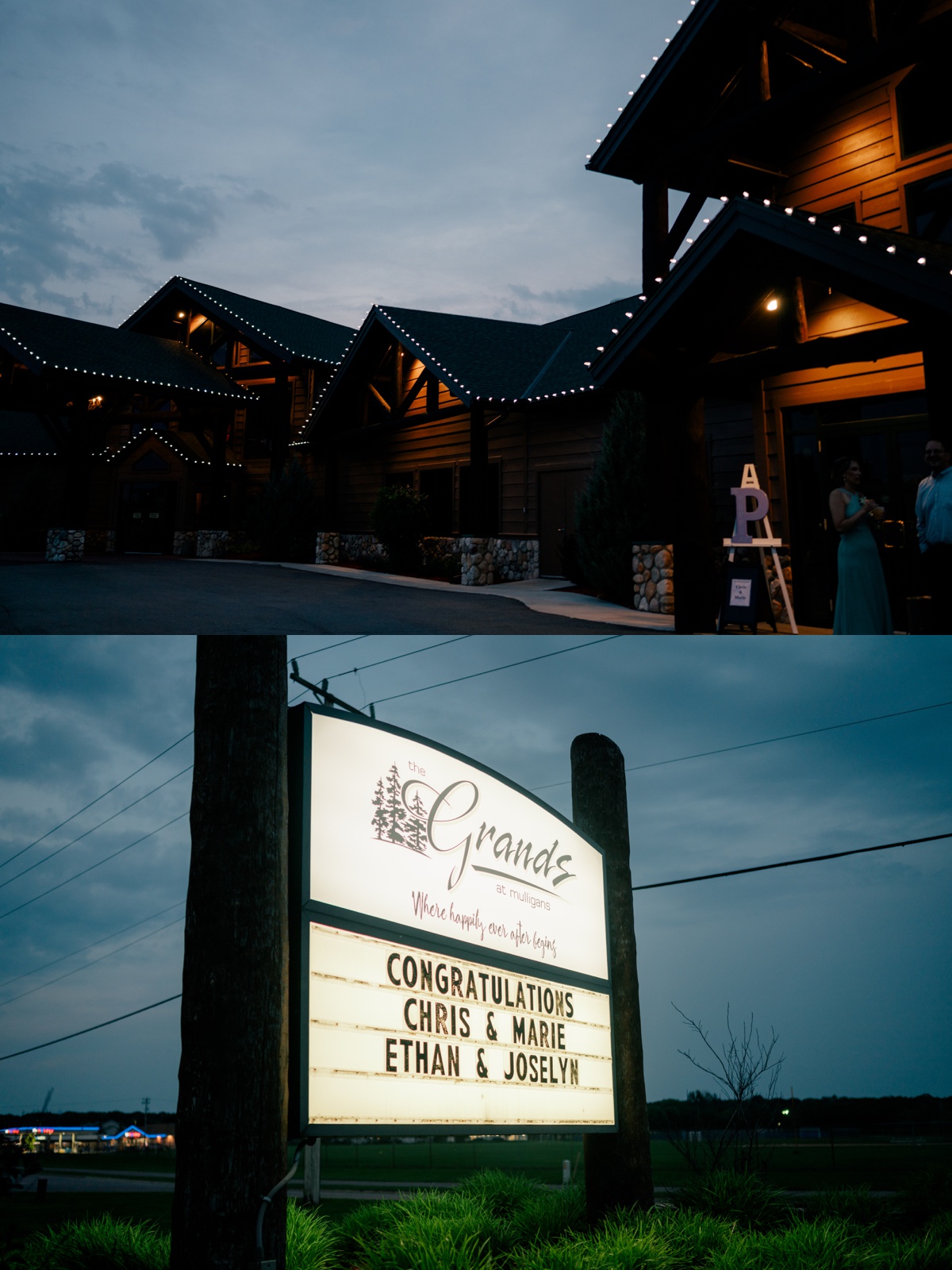 Nighttime venue photography during Wild Child Wedding